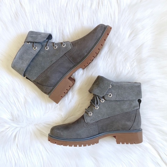 Timberland Jayne Medium Grey Roll Top Boots - Picture 6 of 8